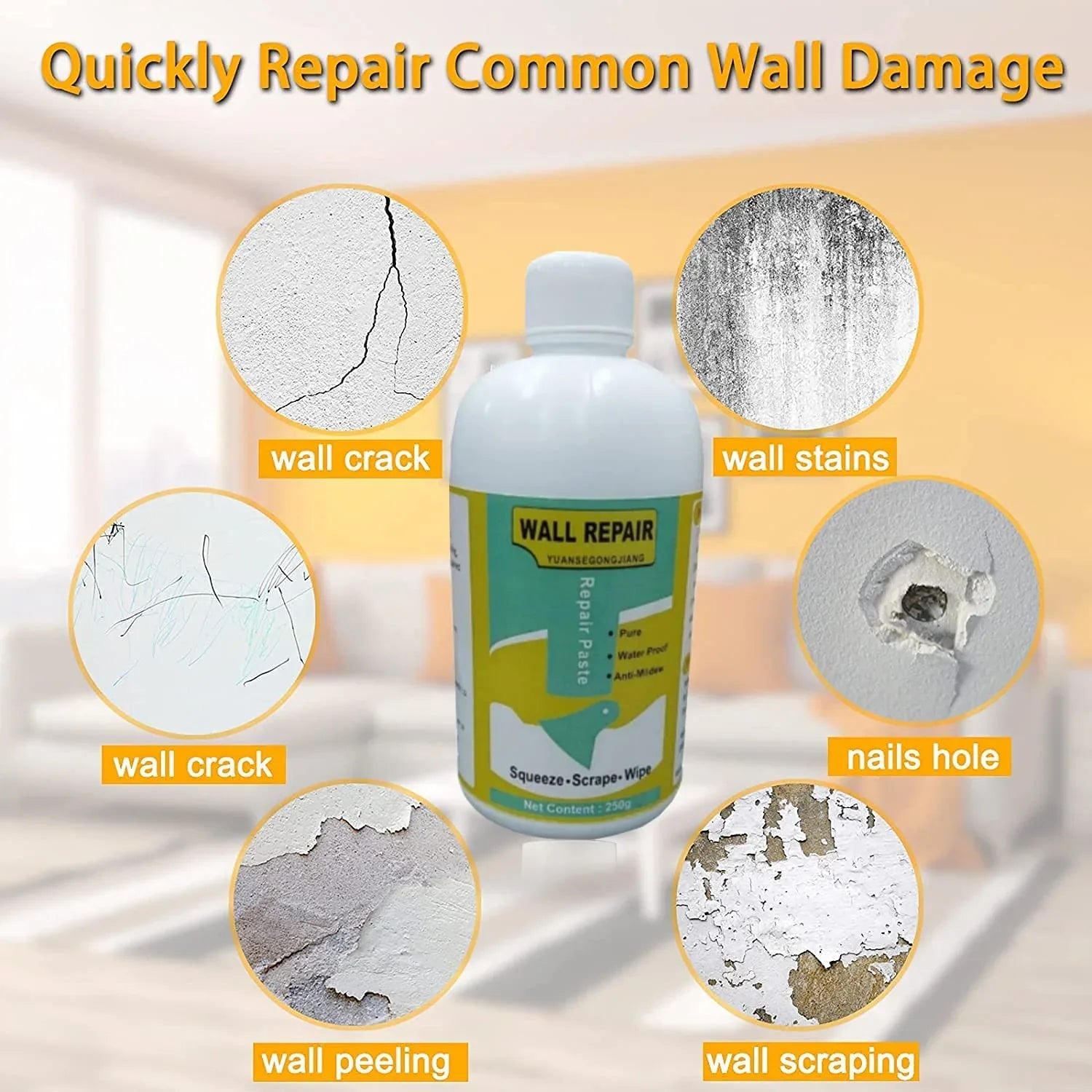 Wall Crack Repair Cream With Scraper - (Set) - Zidbik