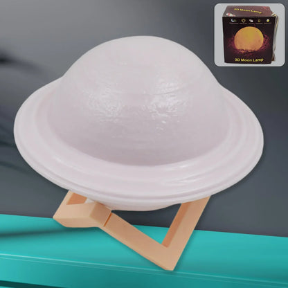 3d Saturn Lamp Home Decoration Bedside Night Light With Base (1 Pc Multicolor) - Zidbik