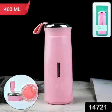 Water Bottle 400ml Leak Proof Glass Water Bottle With Daily Water Intake For Gym And Children Nice Bottle (1 Pc  Pink Color) - Zidbik