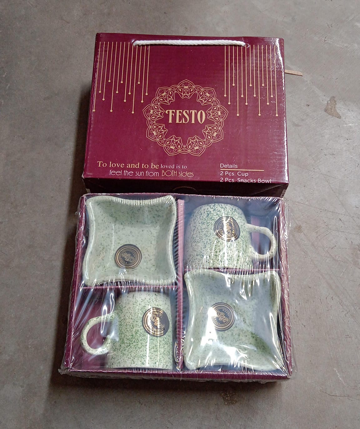 8224 Festo Ceramic Tea  Cups  Mug Set Including Snacks  Serving Bowl Milk Cup Coffee Cup Tea Cup Breakfast Cup Drinking Mug Or Outdoor For Household Gift For Birthday Wedding Party (4 Pcs Set) - Zidbik