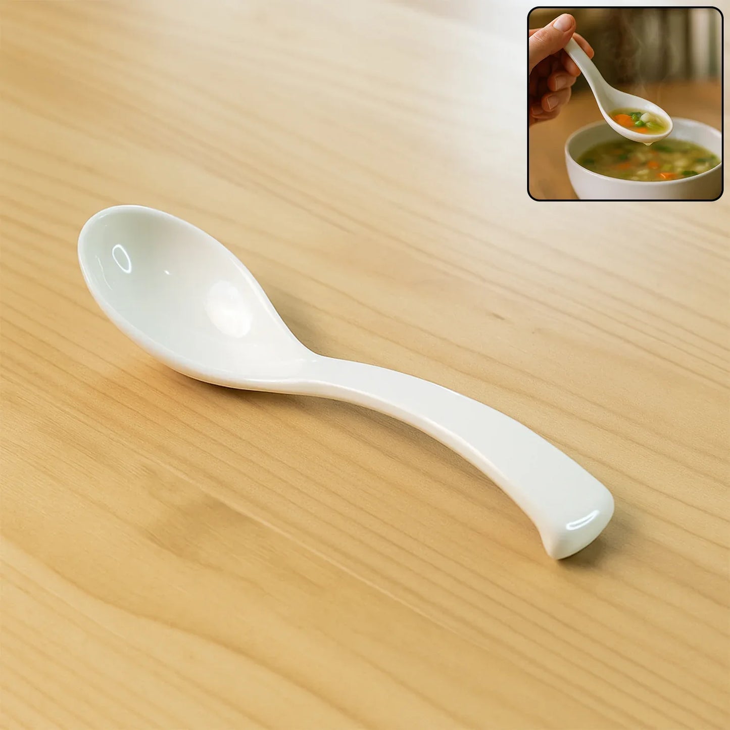 Plastic Soup Spoon Deep Bowl (1 Pc White) - Zidbik