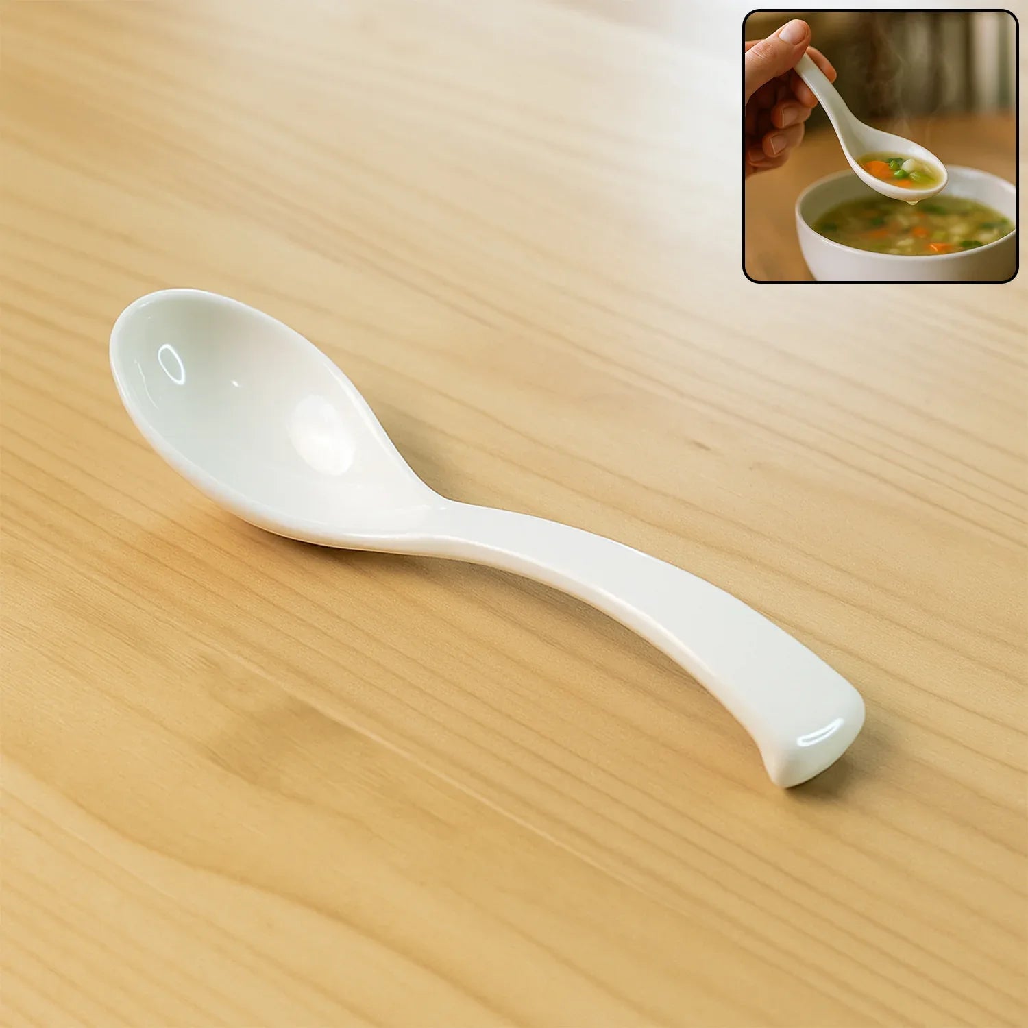 Plastic Soup Spoon Deep Bowl (1 Pc White) - Zidbik