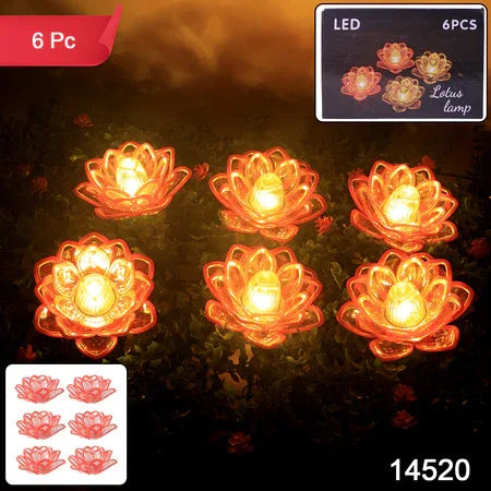 Set Of 6 Lotus Shaped Led Flameless Decorative Candles - Zidbik
