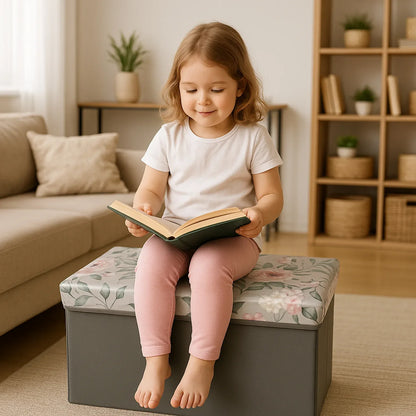 Premium Foldable Storage Box With Floral Lid (1 Pc) - Zidbik