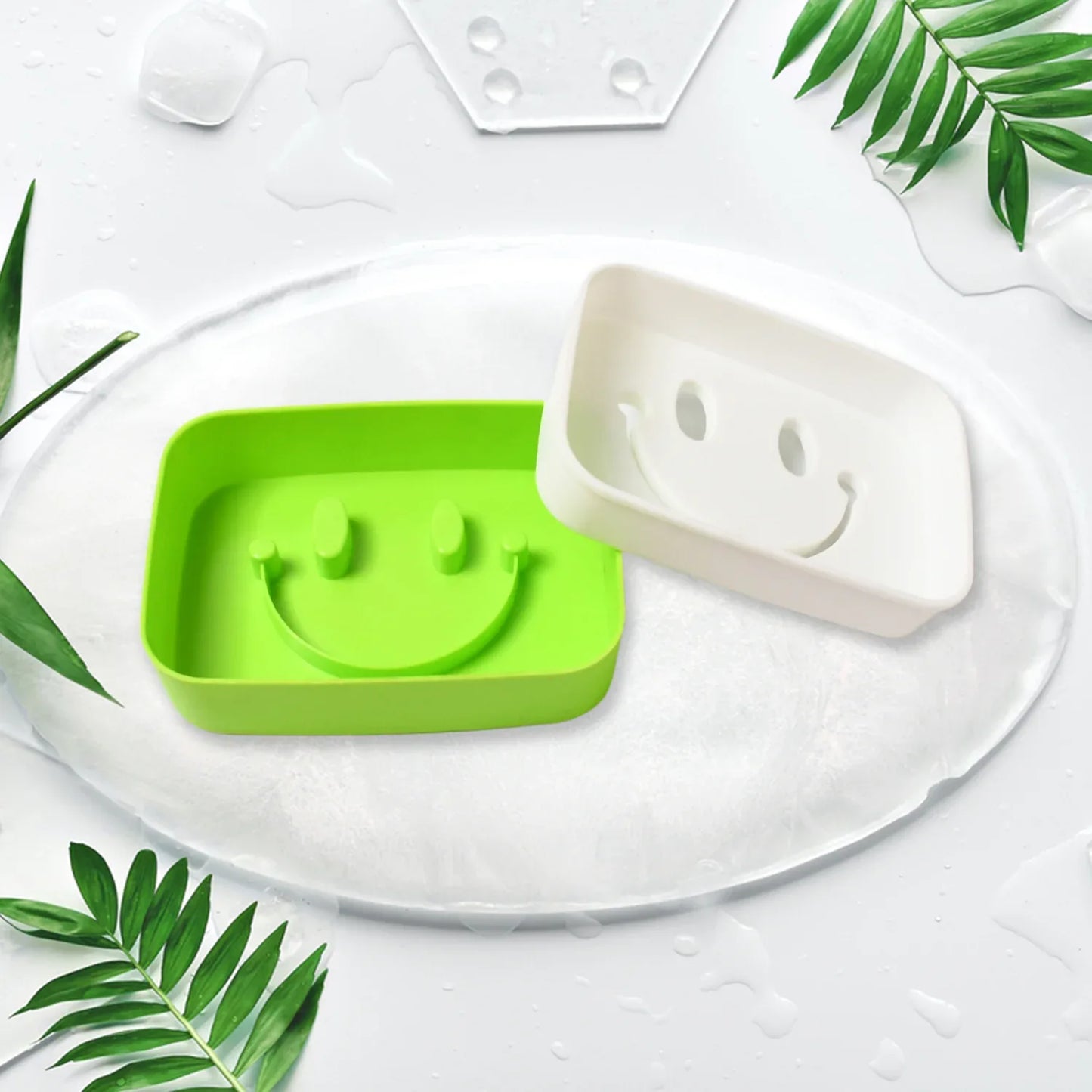 14500 Portable Travel Home Box Cute Cartoons Smile Face Container Draining Holder Soap Dish - Zidbik