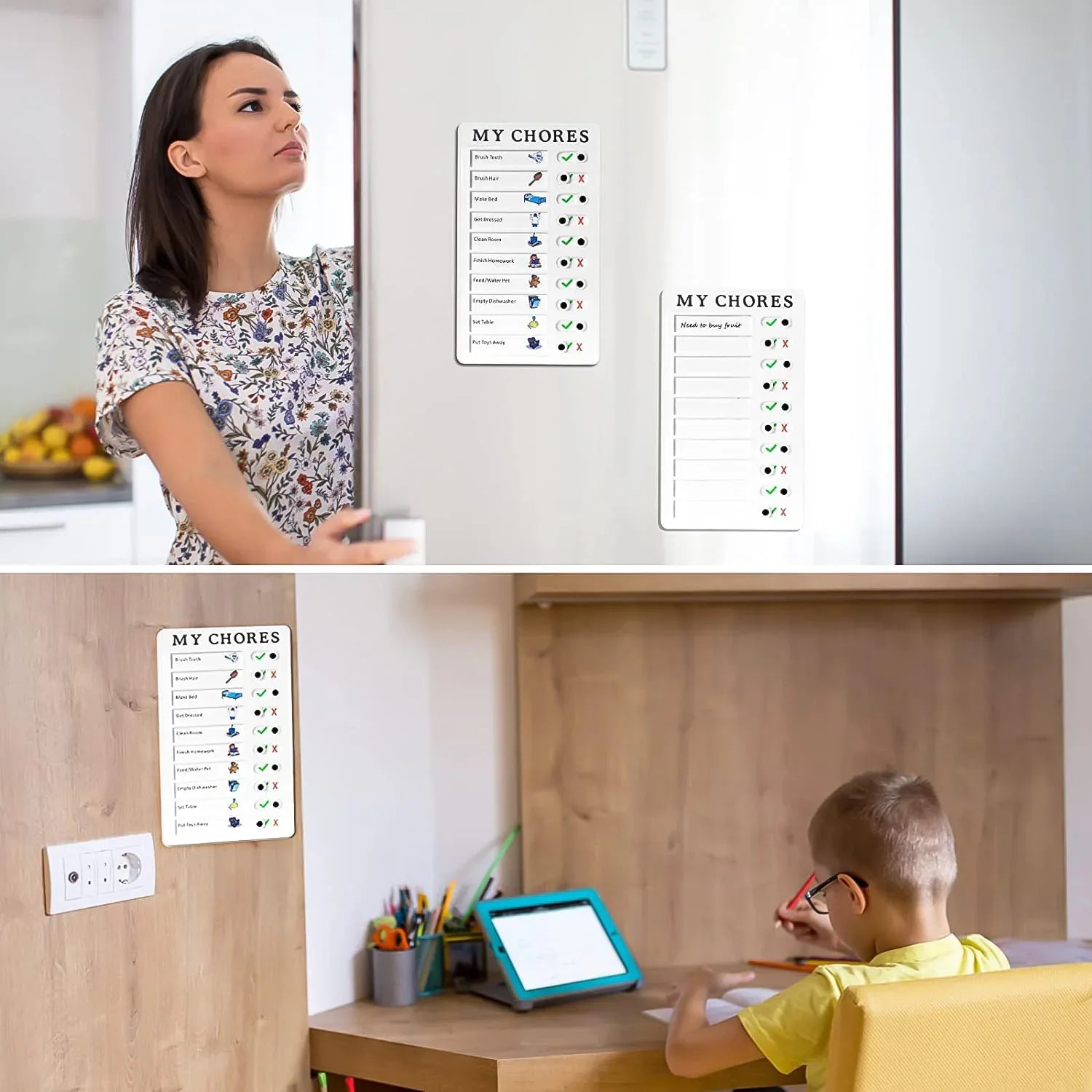 4448 Portable My Chores Home Note Board Management Planning Memo Boards Reminding Time. (Size - 20x12cm) - Zidbik