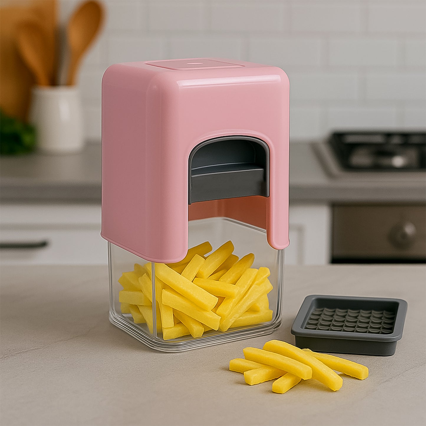 Apex Heavy Duty Potato Chipser  Vegetable Chopper With Dual Blade Set - Zidbik