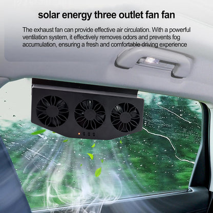 Triple Fan Solar Powered Car Exhaust Ventilation System With Usb Charging - Zidbik