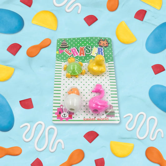 18029 3d Mix Design Fancy Stylish Colorful Erasers Mini Eraser Creative Cute Novelty Eraser For Children Different Designs Eraser Set For Return Gift Birthday Party School Prize (1 Set) - Zidbik