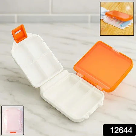 Portable Orange Dual-sided Pill Organizer Box (1 Pc) - Zidbik