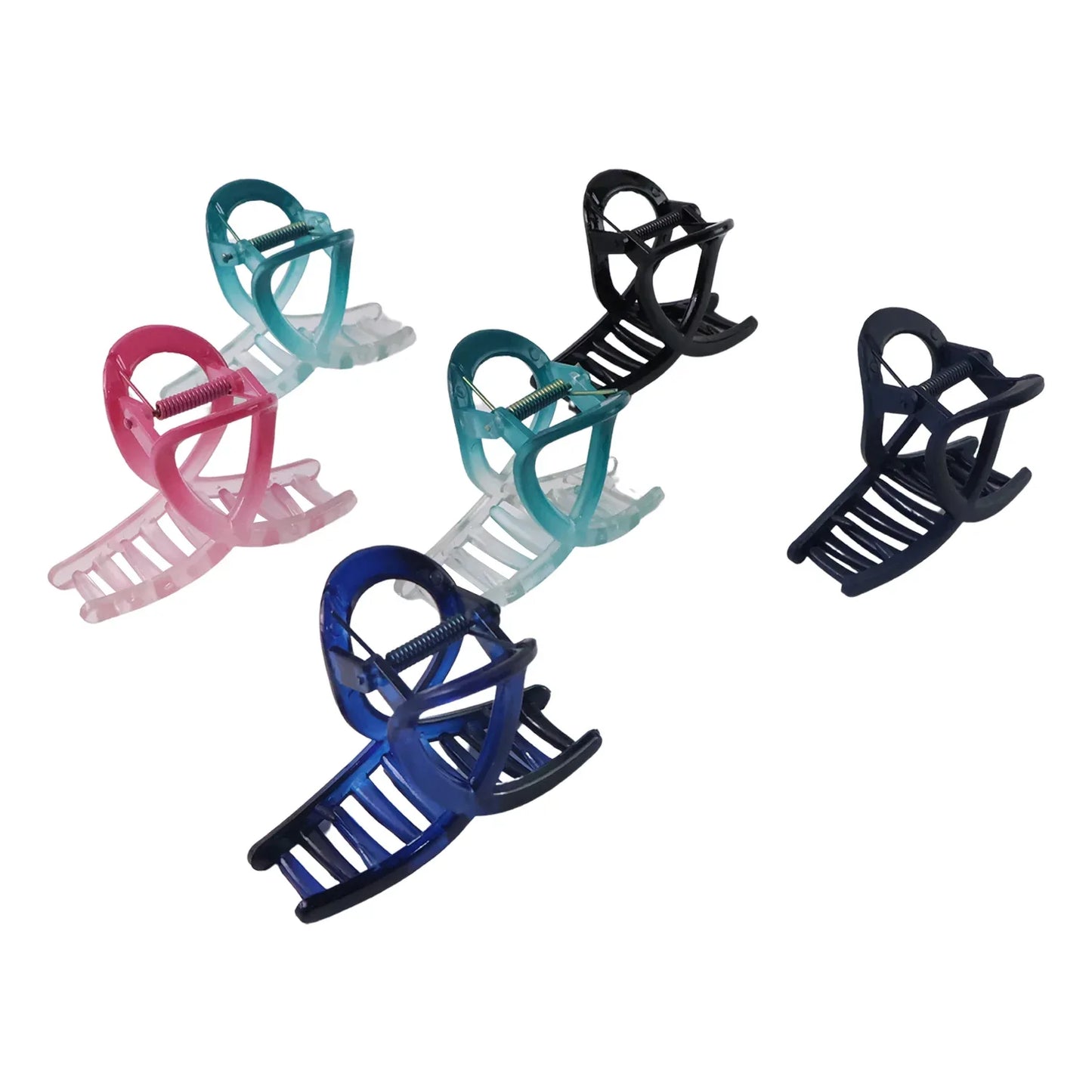 Plastic Hair Clamp Grip Simple Matte Hair Barrette Clamp (12 Pc Mix Design) - Zidbik