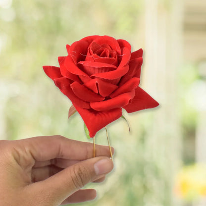 Hair Clip Red Rose Bridal Hair Pins Rose (12 Pcs Set) - Zidbik