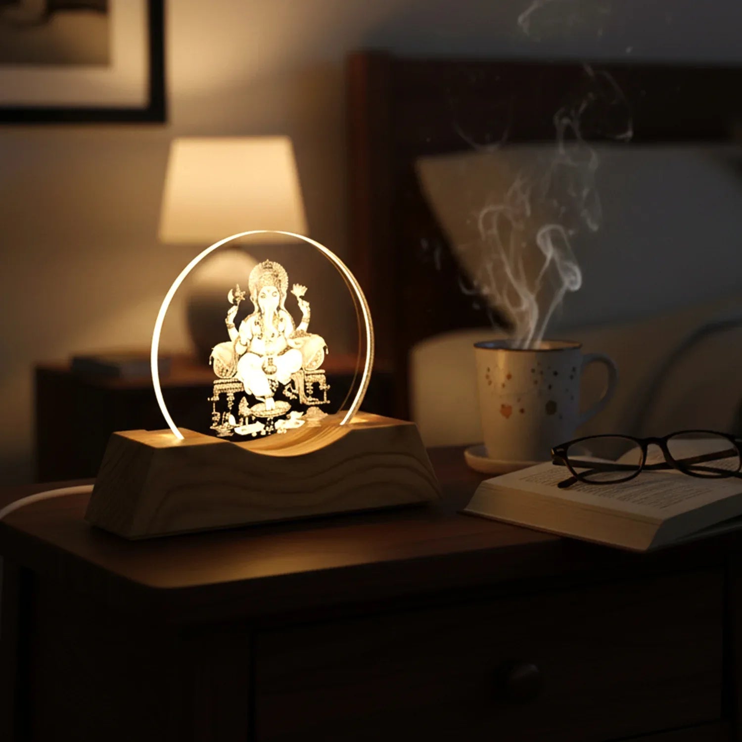 3d Lord Ganesha Acrylic Led Night Lamp (1 Pc) - Zidbik