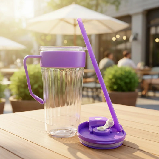 Kiddie Style Plastic Tumbler With Straw And Handle (500 Ml Approx) - Zidbik