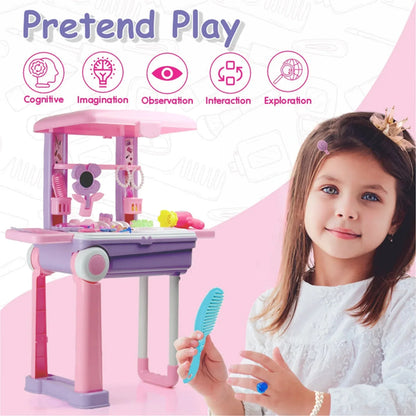 17746 Big Beauty Set Suitcase On Wheel The Ultimate Beauty Set On Wheels For Girls Makeup Kit Is Easy To Clean Use Portable Beauty Set With 25 Pieces For 3 Years Bis Approved. (Beauty Set Trolley) - Zidbik