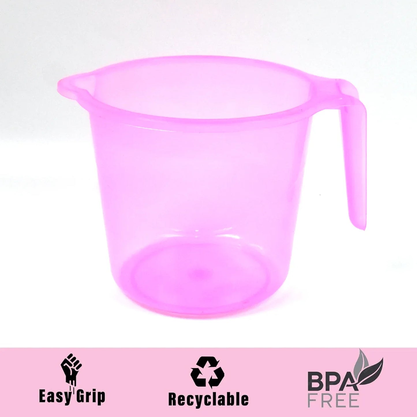Plastic Round Transparent Bath Water Mug (1 Pc 1200 Ml Mix Color) - Zidbik