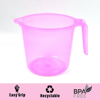 Plastic Round Transparent Bath Water Mug (1 Pc 1200 Ml Mix Color) - Zidbik