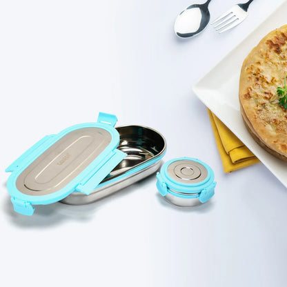 8141 Ganesh Stainless Steel Lunch Box Small Container ( Set Of 2 Pcs ) - Zidbik