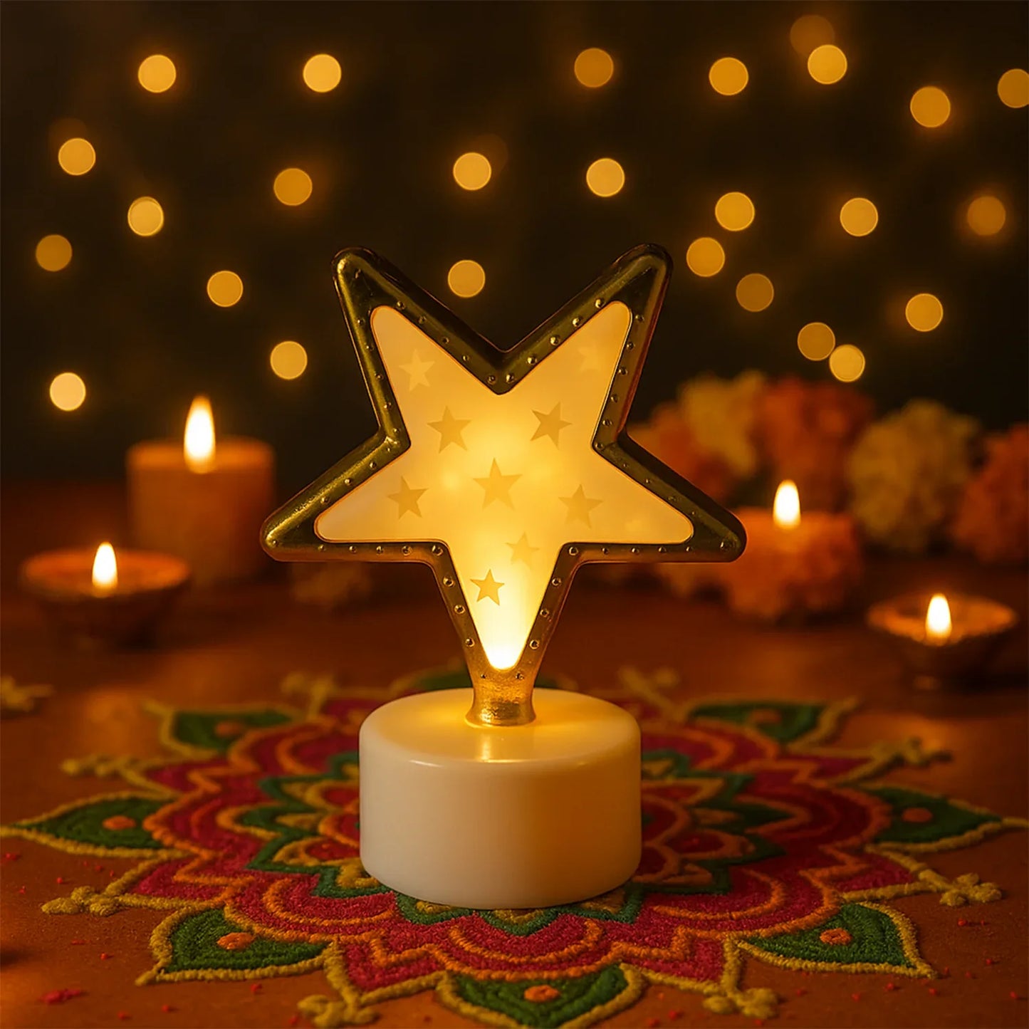 Decorative Star Shaped Flameless Led Candles (4 Pc) - Zidbik