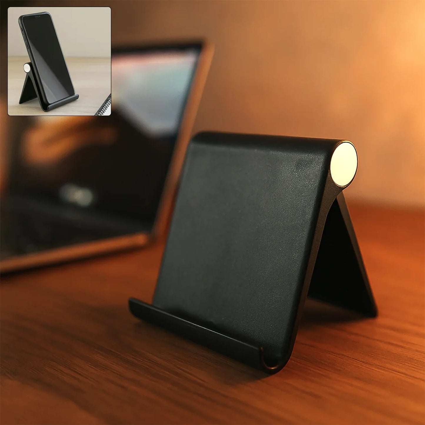 Plastic Foldable Desktop Mobile Stand (1 Pc Black) - Zidbik