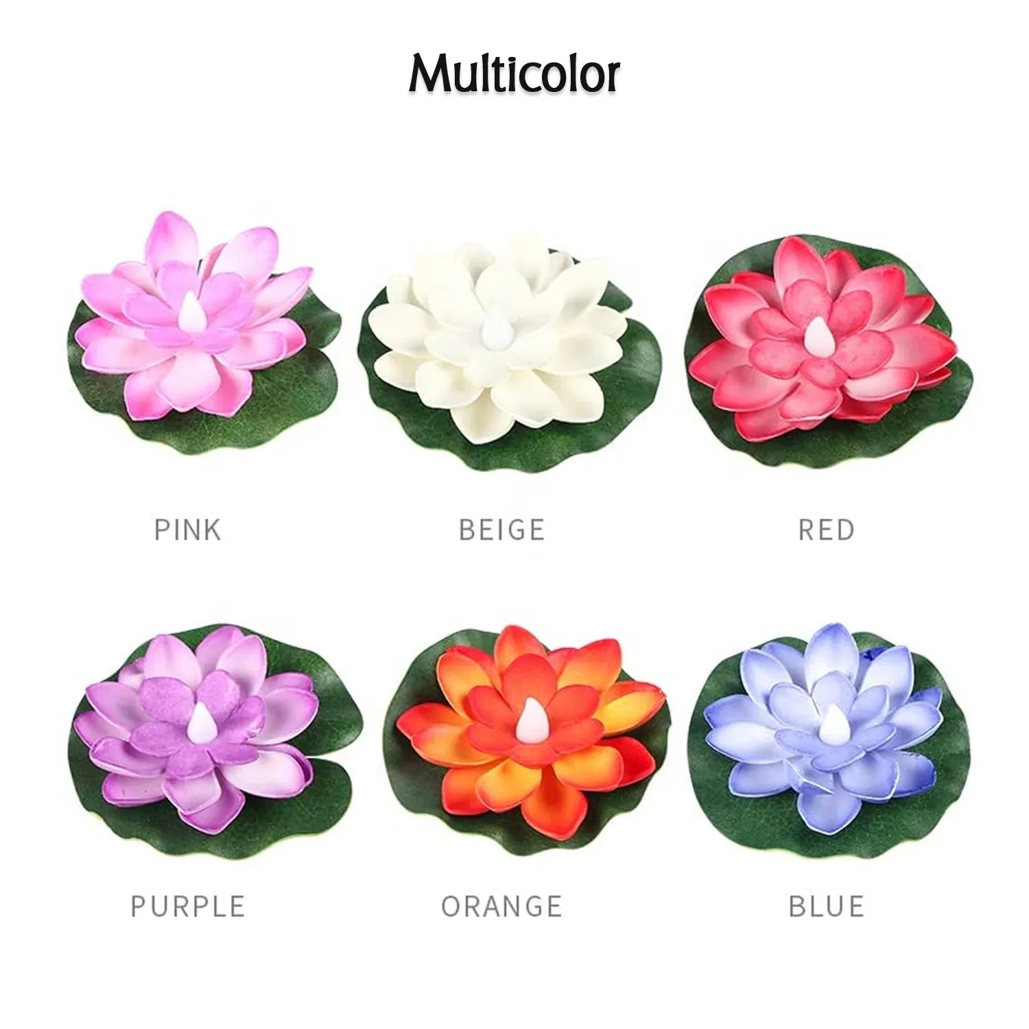 6556 Water Floating Smokeless Candles Lotus Flowers Sensor Led Tealight For Outdoor And Indoor Decoration - Pack Of 6 Candle Candle (Pack Of 6) - Zidbik