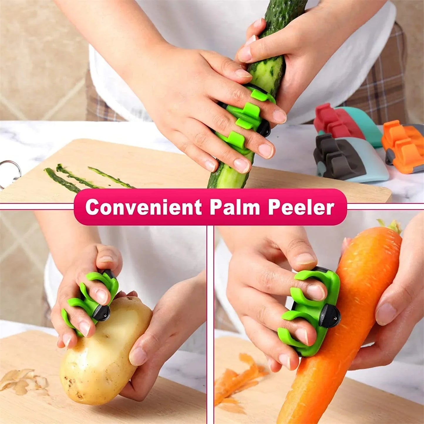 2262 Hand Palm Peeler Fruit Hand Vegetable Peeler Potato With Rubber Finger Grip Kitchen Cooking Tool Cucumber - Zidbik