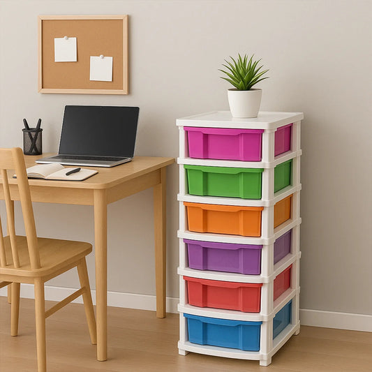 6-layer Multi-colored Plastic Storage Drawer Cabinet - Zidbik