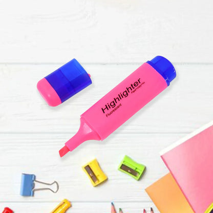 Highlighter Pen Assorted Colours Water Based Broad Tip Writing Marker (3 Pcs Set) - Zidbik
