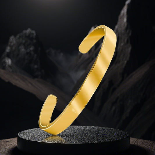 Elegant Gold Finish Open Cuff Bracelet Kada (1 Pc) - Zidbik