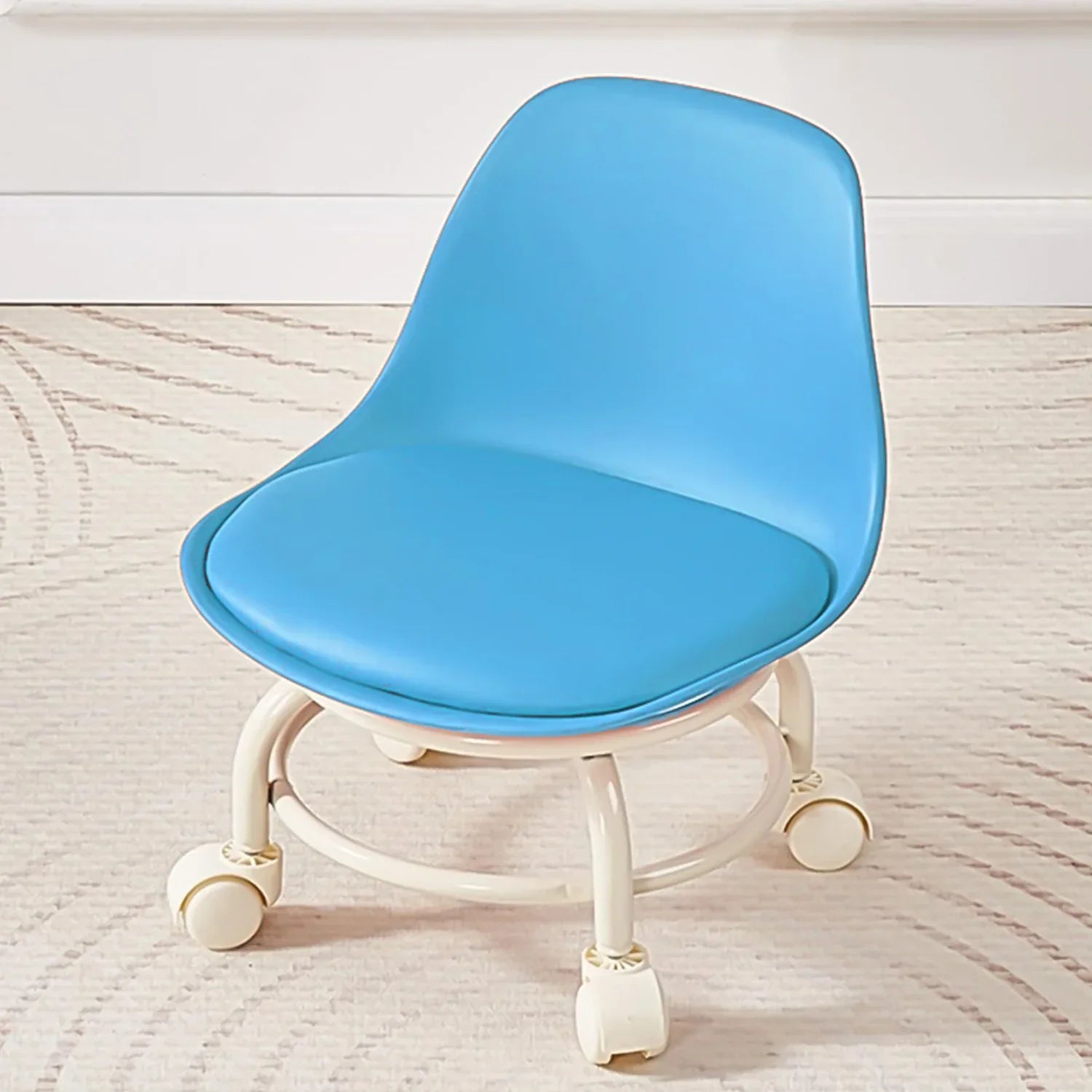 Plastic Low Round Rolling Stool With Wheels Pedicure Stool (1 Pc Mix Color) - Zidbik