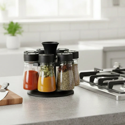 8 In 1 Revolving Plastic Spice Rack Set With Rotating Stand - Zidbik