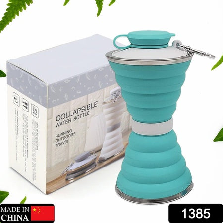 1385 Silicone Traveling Water Bottle Bpa Free - Leak Proof Lightweight Collapsible - Small Folding Refillable And Space Saver For Camping Gym Sports Hiking Biking Yoga Outdoor - Zidbik