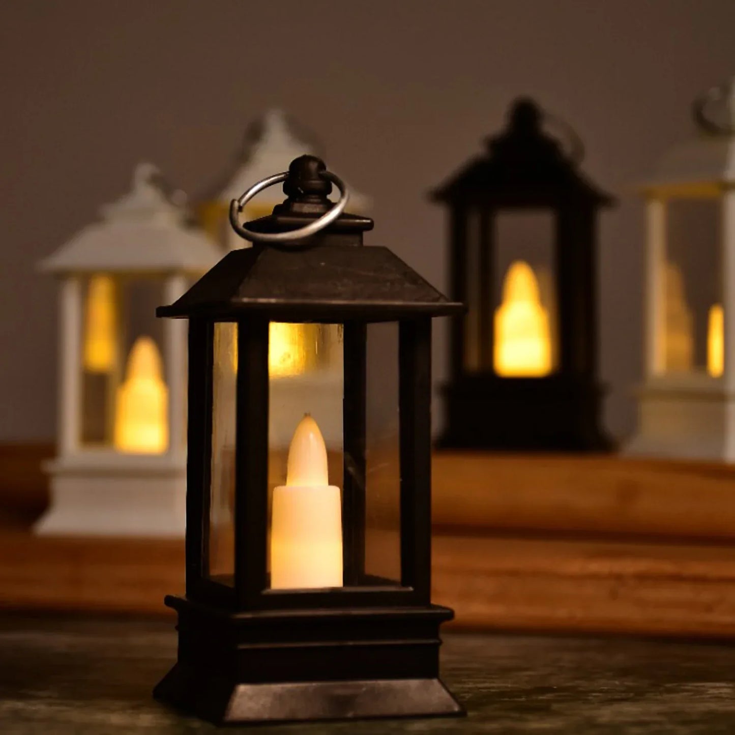 6555 Classic Style Lantern With Artificial Rustic Battery-operated Flameless Candle Light For Home Decoration - Good For Indoor Outdoor Use (Pack Of 24) - Zidbik