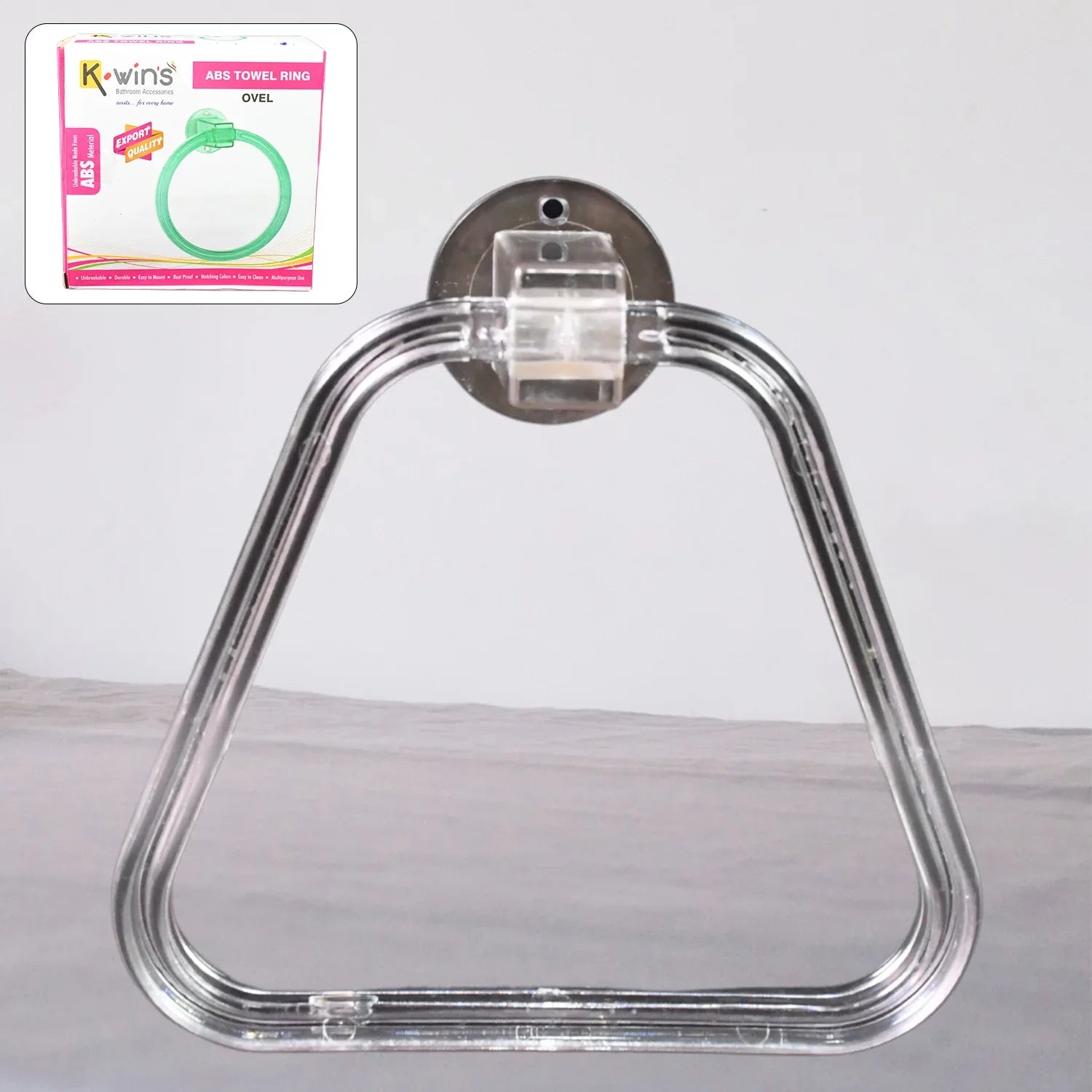 Unbreakable Abs Square Towel Ring Wall Mounted Stand Holder (1 Pc) - Zidbik