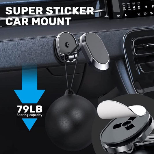 6102 360 Degree Rotating Magnetic Car Phone Holder  Metal Folding Car Phone Holder  New Alloy Folding Magnetic Car Phone Holder (Pack Of 1) - Zidbik