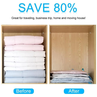 17826 Vacuum Storage Bags With Suction Pump Shirt Clips - Vacuum Bags - Big Capacity Vacuum Seal Bags For Travel Clothes Blankets Pillows Compression Bags Space Saver Vacuum Storage Bags (5 Pcs Set) - Zidbik