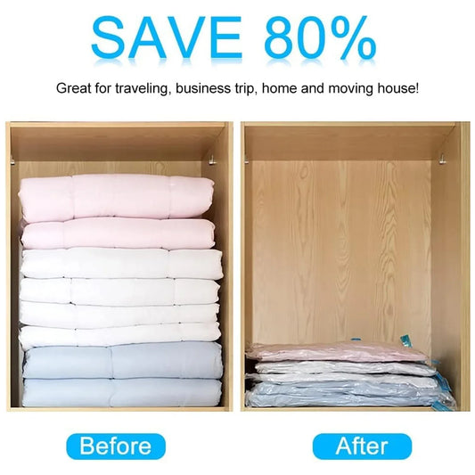17826 Vacuum Storage Bags With Suction Pump Shirt Clips - Vacuum Bags - Big Capacity Vacuum Seal Bags For Travel Clothes Blankets Pillows Compression Bags Space Saver Vacuum Storage Bags (5 Pcs Set) - Zidbik