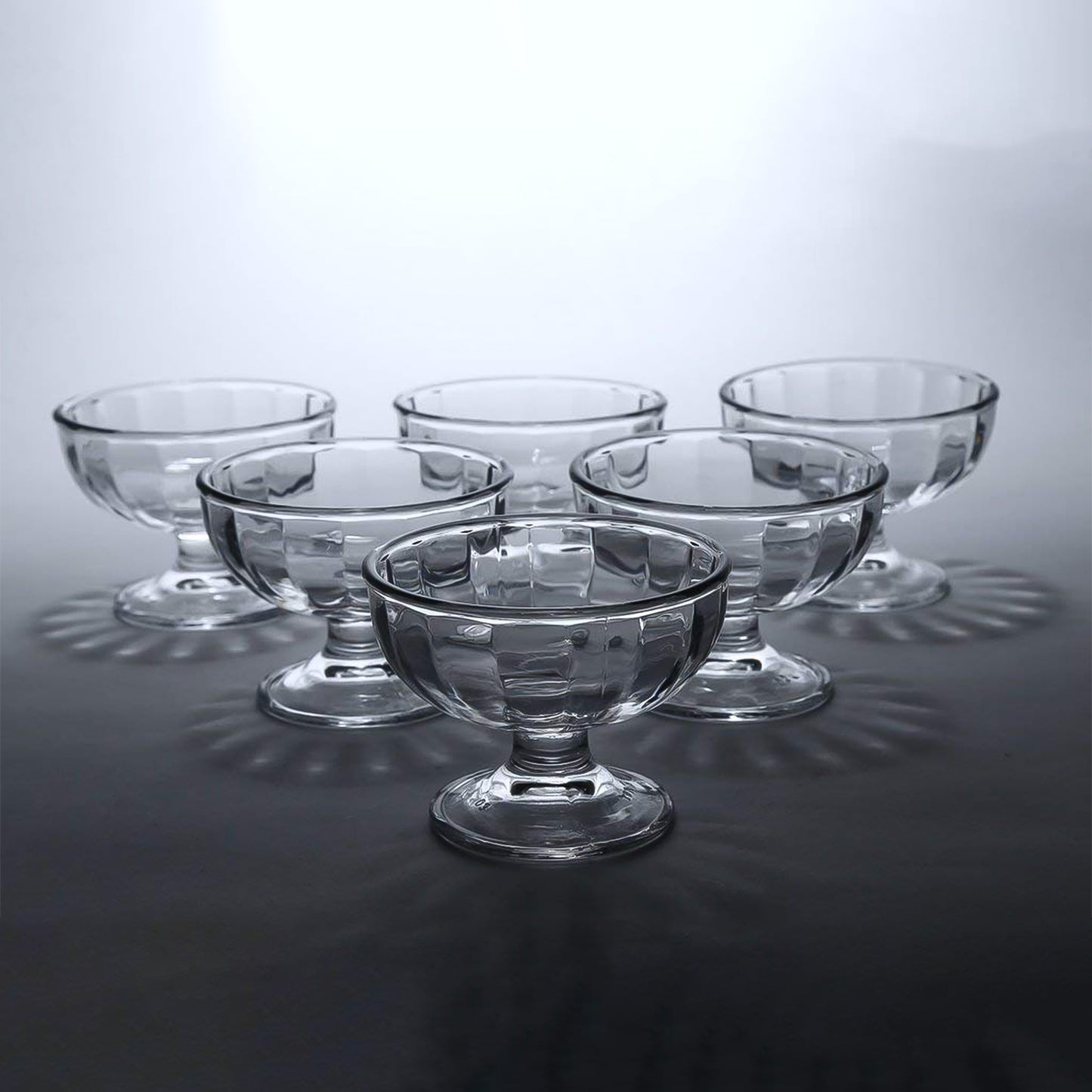 Premium Glass Ice Cream Dessert Bowl 6 Pc Set - Zidbik