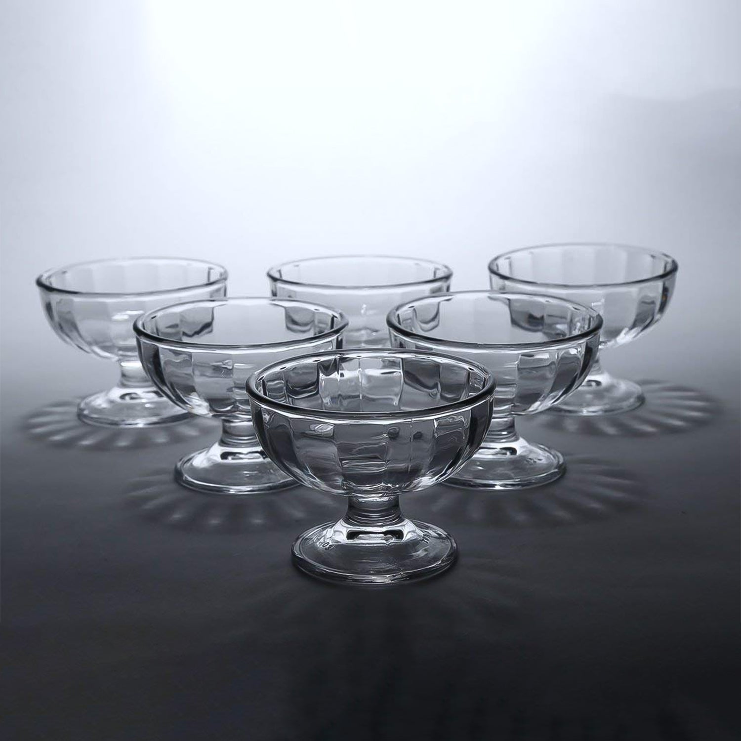 Premium Glass Ice Cream Dessert Bowl 6 Pc Set - Zidbik