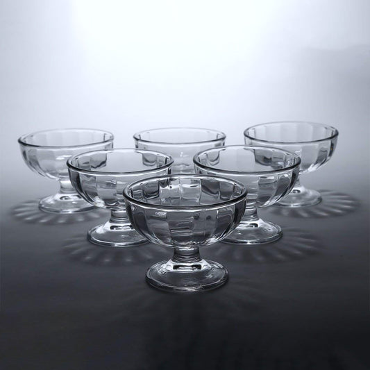Premium Glass Ice Cream Dessert Bowl 6 Pc Set - Zidbik