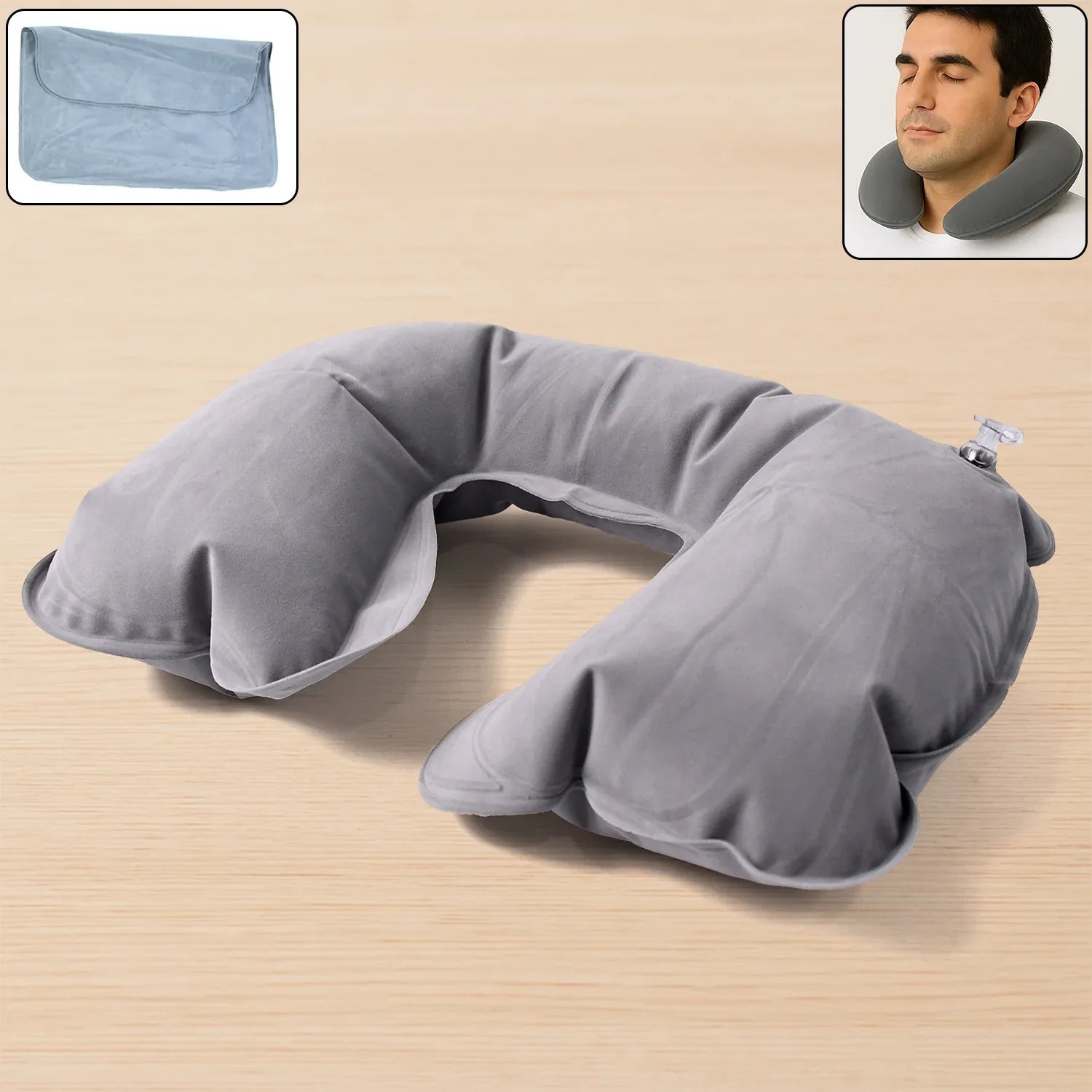 8540 Inflatable Foldable Pillow U Shape Air Cushion Travel Pillow Travel Business Trip Neck Pillow For Long Trips Ideal For Men Women Portable And Perfect For Backpacking Car Camping And Even Airplane Travel - Zidbik