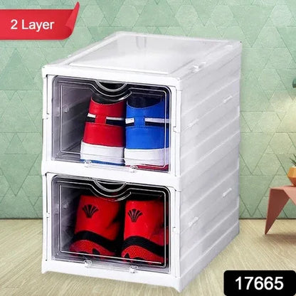Stackable Multifunctional Storage For Clothes Foldable Drawer Shelf Basket Utility Cart Rack Storage Organizer Cart For Kitchen Pantry Closet Bedroom Bathroom Laundry (2 Layer 1 Pc) - Zidbik