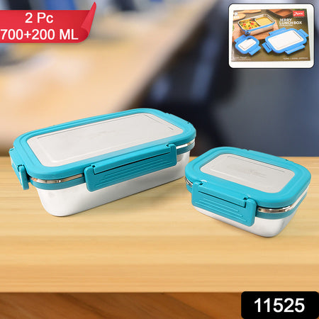 Apex Jerry Lunch Box Premium Stainless Steel Food Container (2 Pc  700+200 Ml Approx) - Zidbik