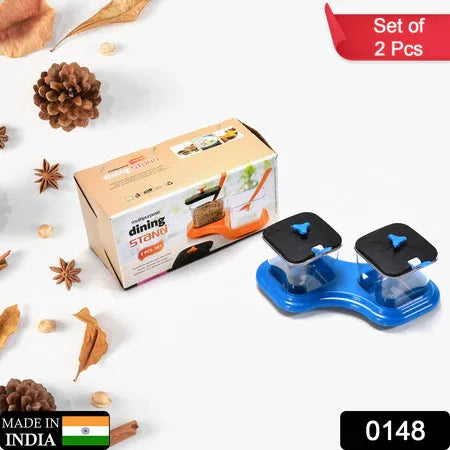 0148 Dining Table Stand 2 Pcs Pickle Jar Spice Tray Spoons Virgin Plastic Kitchen Storage Container Serving Salt Pepper Sauces Chutney Masala Mukhwas Aachar - Zidbik