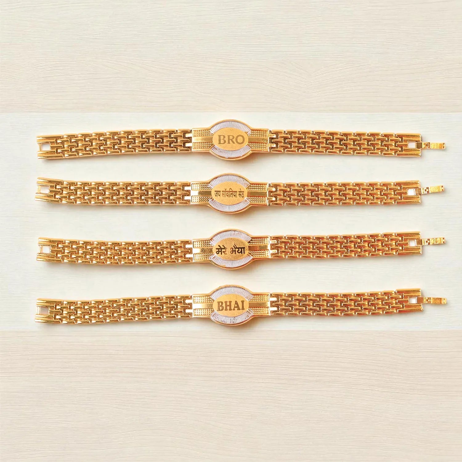 Rakhi Bracelet For Brother Metal Chain Style Rakhi With Mixed Designs (1 Pc) - Zidbik