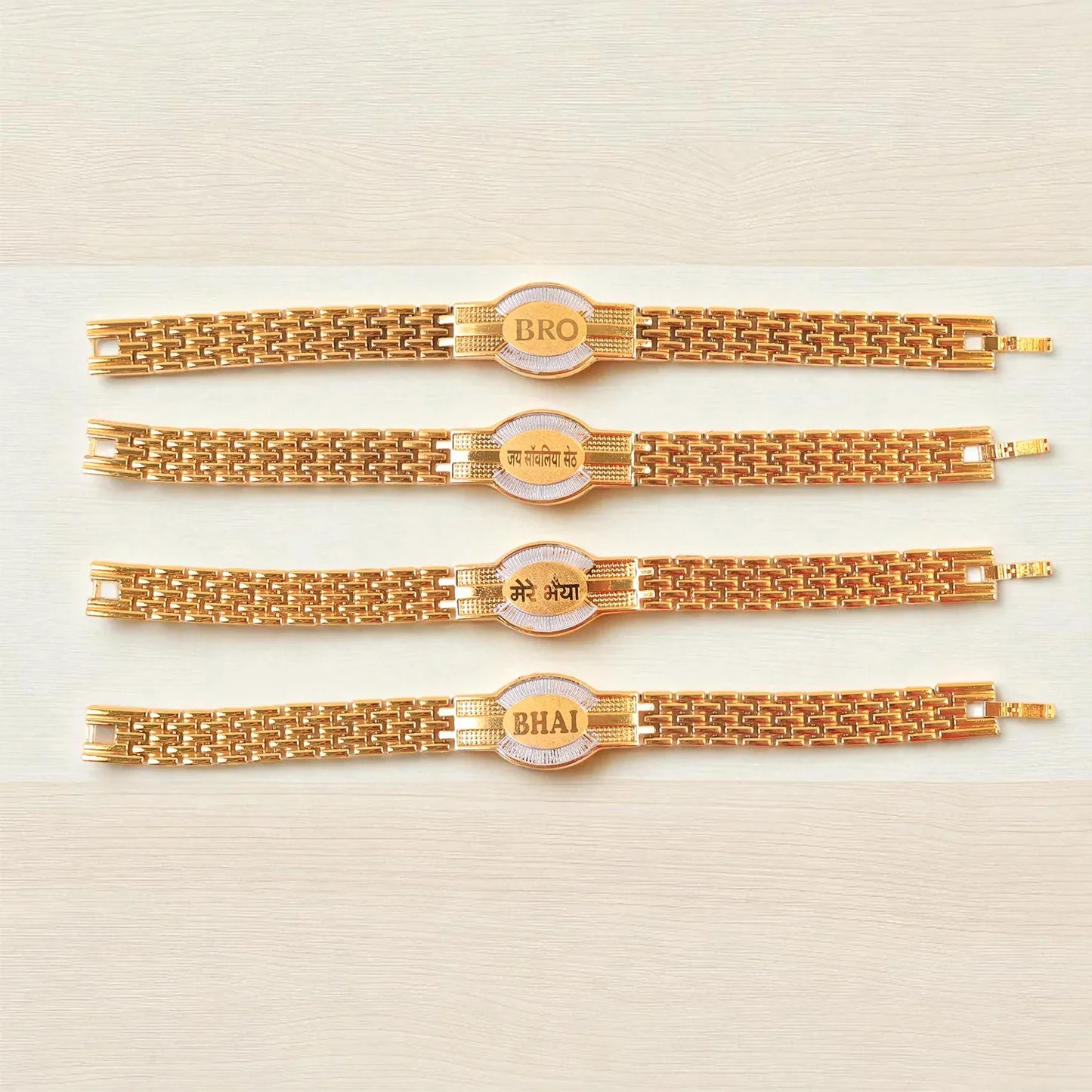 Rakhi Bracelet For Brother Metal Chain Style Rakhi With Mixed Designs (1 Pc) - Zidbik