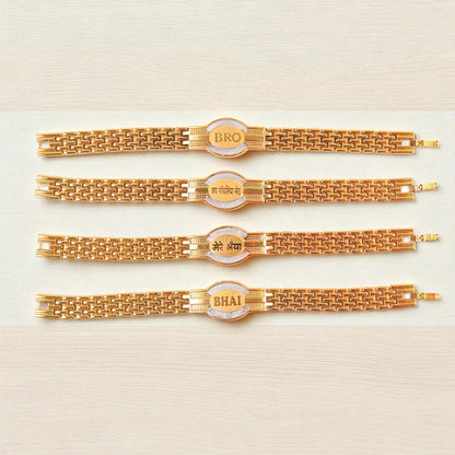 Rakhi Bracelet For Brother Metal Chain Style Rakhi With Mixed Designs (1 Pc) - Zidbik