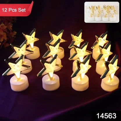 Decorative Star Shaped Flameless Led Candles (12 Pc) - Zidbik