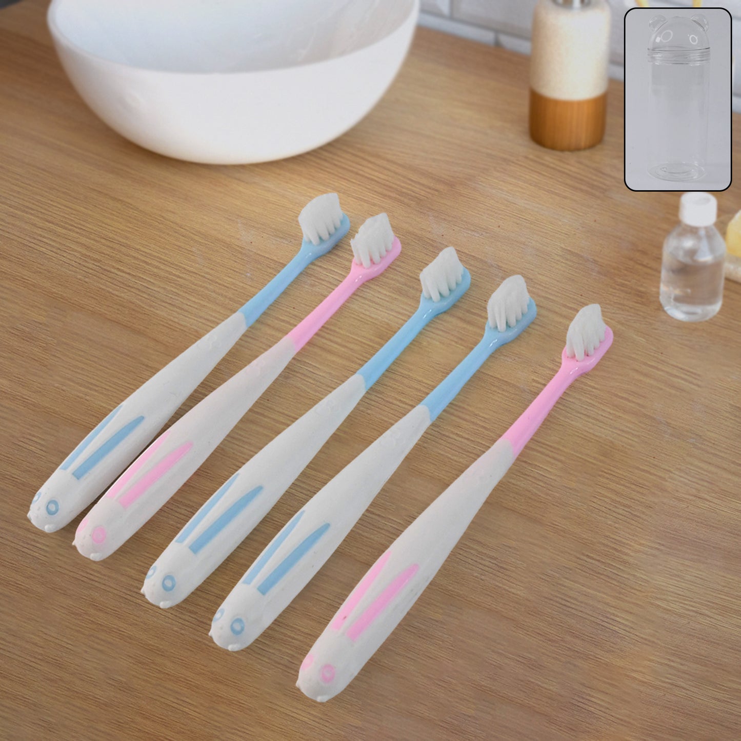 Multipurpose Travel-friendly Toothbrush Holder With 4 Soft Bristle Toothbrushes - Zidbik