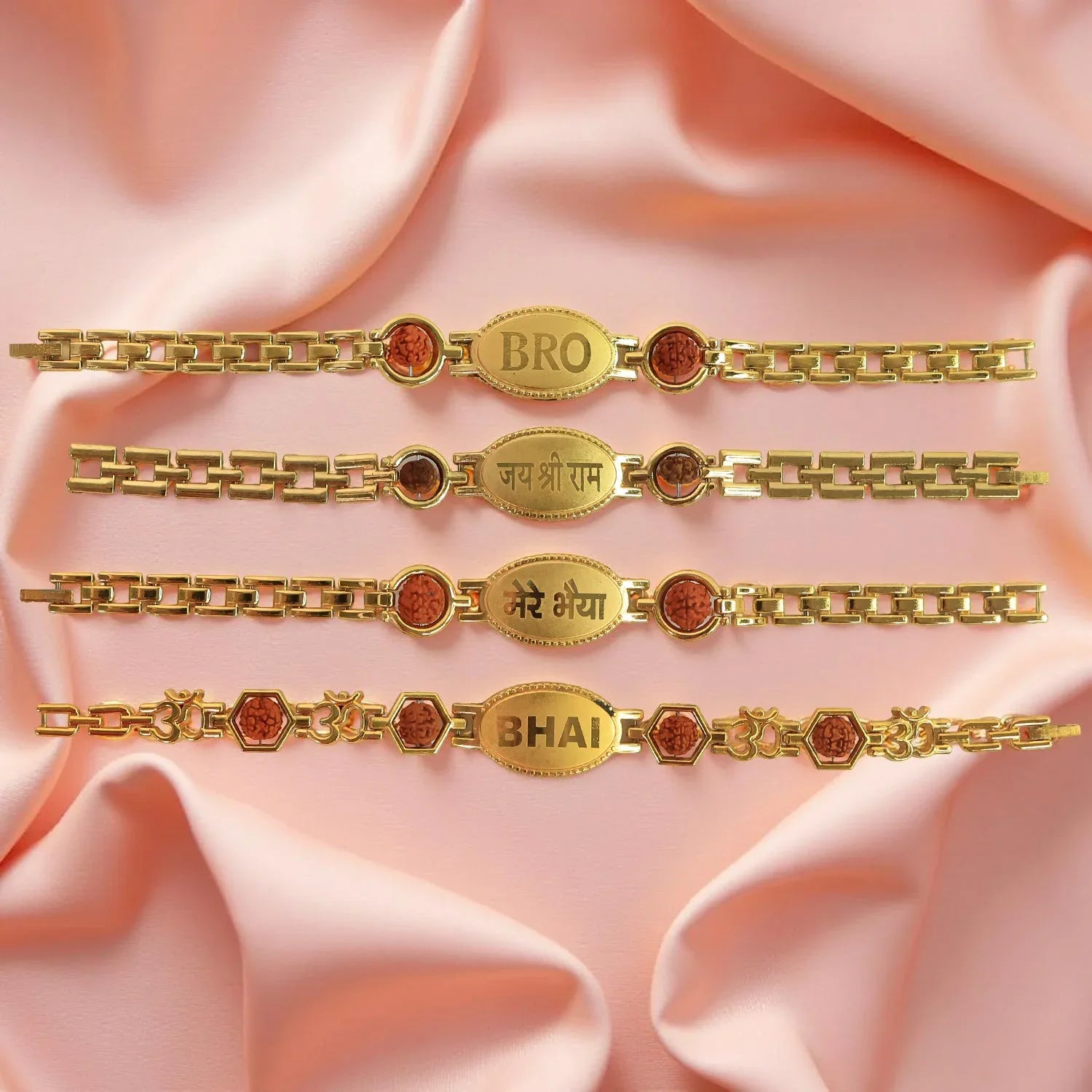 Gold Plated Metal Bracelet Rakhi For Brother (1 Pc) - Zidbik